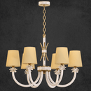 Close-up of Maria Petite Éclat chandelier showing precision-cut Asfour crystal and crystal-wrapped arm with gold accents.