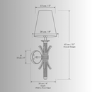CAD drawing of the Maria Sconce Elen wall lamp, front view with detailed measurements.