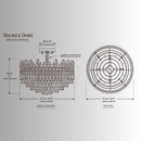 Maurice Doré semi-flush crystal chandelier CAD drawing with front and top views and key dimensions.