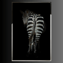 Handcrafted zebra artwork with over 6,000 Swarovski crystals on black glass, showcasing a shimmering luxury design.