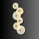 Modernus Amoria Murano-style glass wall lamp with six illuminated textured glass discs and gold accents.