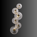 Modernus Amoria wall lamp displayed on dark background, showing sculpted Murano-style glass discs with warm LED.