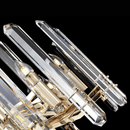 Close-up of K9 crystal prisms and 18K gold-plated copper body on the Montclair Crystal Chandelier, showing material detail.