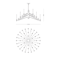 Technical drawing of the Montclair Crystal Chandelier showing 110cm diameter and 55cm body height for spec reference.