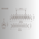 Montclair Galerie crystal linear chandelier CAD drawing with front, top and side elevation dimensions