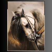 Luxury equestrian wall art featuring a noble horse portrait with Swarovski crystal detailing