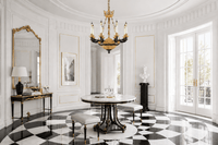 Opéra Noir Élégance 8-light French chandelier installed in an elegant luxury entrance hall.