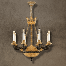 Opéra Noir Élégance 8-light French-style chandelier in matte black and 24K gold-plated copper.