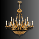 Opéra Noir Majesté large black and gold French chandelier shown against a dark grey background.