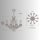 CAD drawing of Opéra Noir Triomphe chandelier, 110 cm diameter, 100 cm body height and 10 lights.