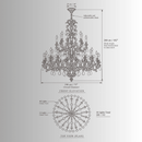 Technical drawing of Palais Royal Rococo Chandelier, Ø190 × H260 cm, with 55 lights and adjustable suspension.