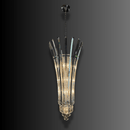 Plaza Crown Prism architectural crystal chandelier with flared crystal crown and tapered column on a dark background.
