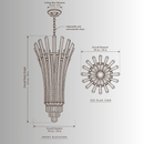 Plaza Crown Prism chandelier technical drawing showing 50 cm diameter, 110 cm body height and 15 cm ceiling canopy.