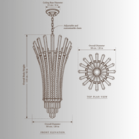 Plaza Crown Prism chandelier technical drawing showing 50 cm diameter, 110 cm body height and 15 cm ceiling canopy.