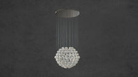 3D visualisation of alabaster chandelier showing vertical suspension and sphere cluster.