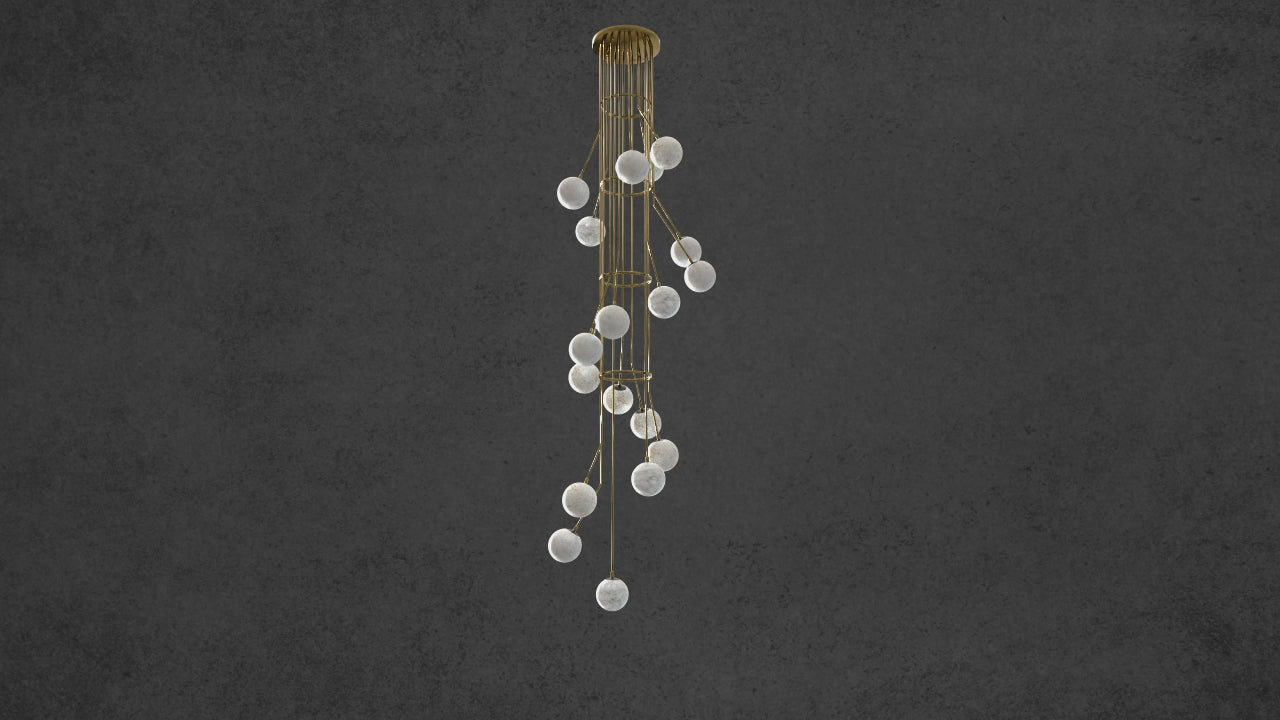 3D video of the Alabaster Stella chandelier by HDLS lighting Ltd