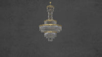 Video preview of La Scala Crystal Sovrano chandelier featuring 18K gold finish and crystal lighting.