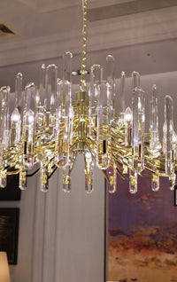 Video showcasing the Montclair Crystal Chandelier, a luxury circular chandelier crafted with K9 crystal prisms and gold finish