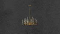 Video thumbnail of the Luce di Roma Theia chandelier showing sculptural 20-arm gold structure with illuminated crystal.