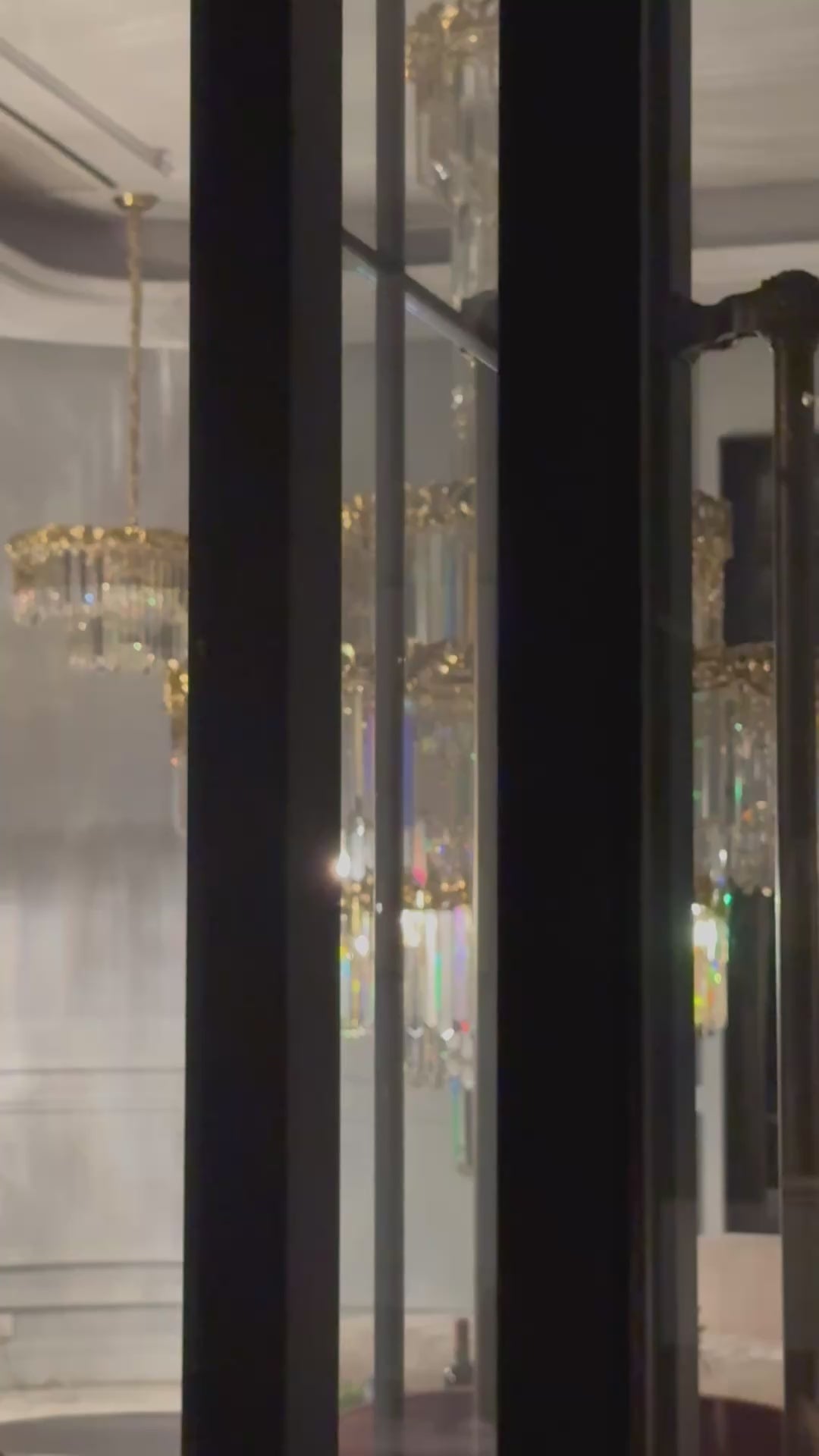 La Scala Crystal Sovrano grand crystal chandelier by HDLS Lighting, in the HDLS studio.
