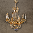 Regency Majestic 10-light chandelier in 18K gold-plated solid copper and Asfour crystal on a taupe background