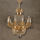 Regency Majestic 10-light chandelier in 18K gold-plated solid copper and Asfour crystal on a taupe background