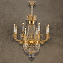 Regency Noble 8-light gold crystal chandelier in solid copper with Asfour crystal, front view.