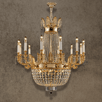 Regency Sovereign 12-light chandelier in 18K gold-plated copper and Asfour crystal on a textured taupe background