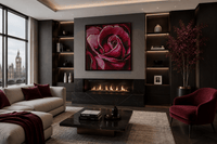 Rosée Swarovski crystal artwork styled above a fireplace in a luxury classical salon interior.