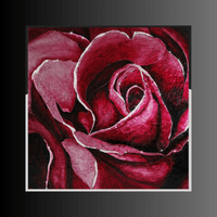 Limited-edition Swarovski crystal rose artwork with burgundy tones in a hand-finished architectural frame.