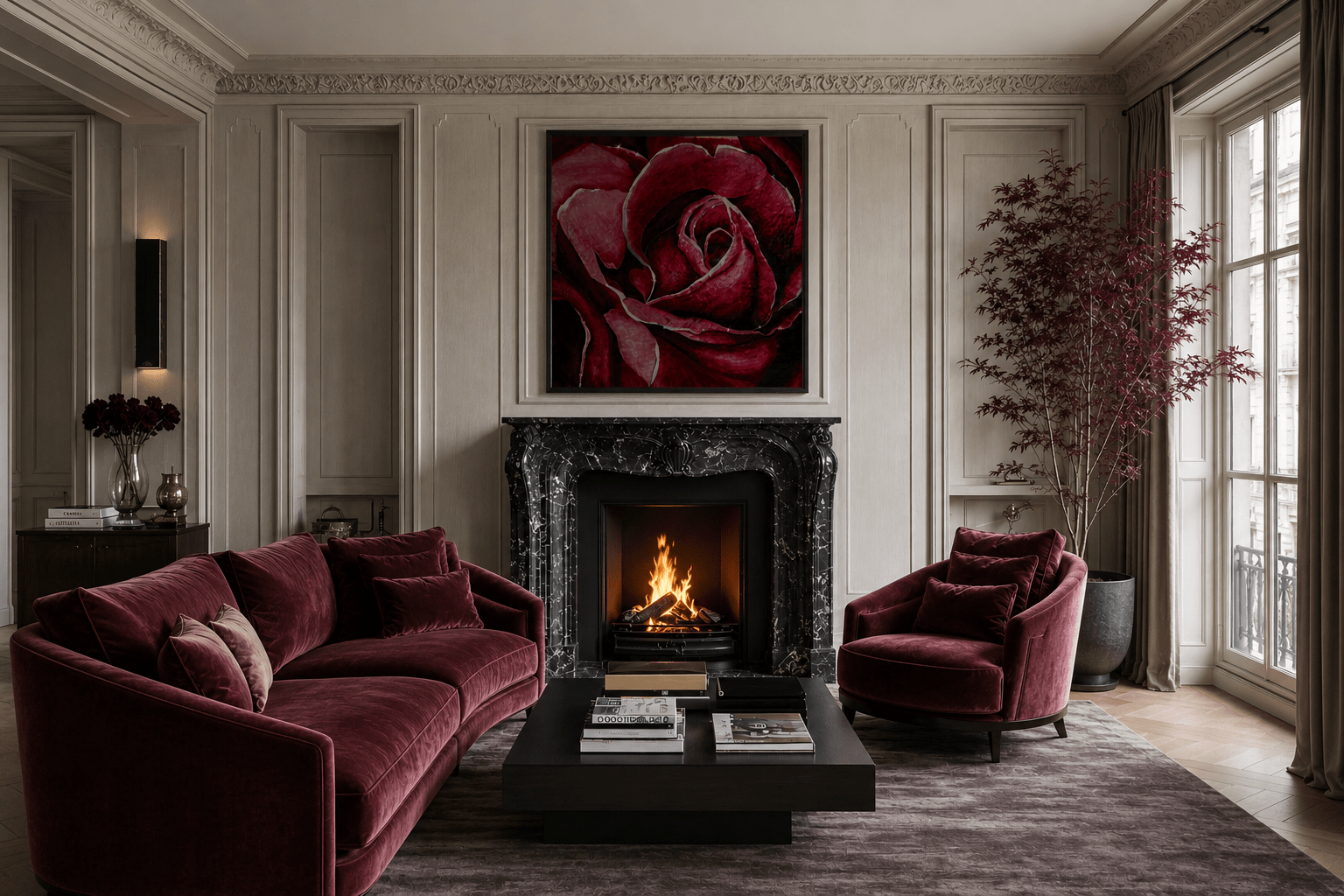 Rosée collectible Swarovski crystal artwork displayed in a contemporary ultra-luxury penthouse interior.