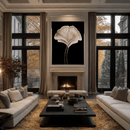 Silent Bloom installed as a statement wall artwork in a refined luxury living interior.