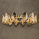 Solaris Altair linear crystal chandelier in 18K gold-plated copper with prism-cut crystals, front view