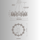 Solaris Altair 12-light crystal chandelier CAD drawing, 115cm luxury gold chandelier technical elevation
