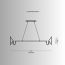 Technical drawing of Solaris Altair linear chandelier showing 115cm length and 25cm body height