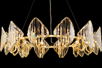 Close perspective of Solaris Altair crystal chandelier showing prism-cut crystal geometry