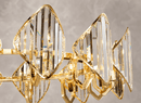 Solaris Altair crystal chandelier close-up with polished gold frame and precision-cut luxury crystals