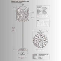 Solaris Atria crystal floor lamp CAD drawing, 170cm luxury gold floor lamp technical specification sheet