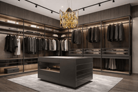 Luxury crystal pendant in a dressing room or boutique interior, designed for intimate high-end spaces.