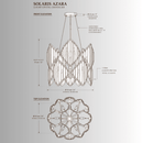 Solaris Azara crystal pendant light CAD drawing, 53cm luxury gold chandelier technical specification