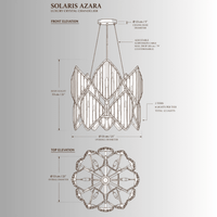 Solaris Azara crystal pendant light CAD drawing, 53cm luxury gold chandelier technical specification