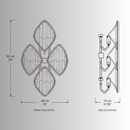 Solaris Ignis crystal wall sconce CAD drawing, luxury gold wall light, front and side elevation views