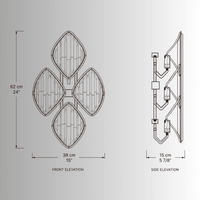 Solaris Ignis crystal wall sconce CAD drawing, luxury gold wall light, front and side elevation views