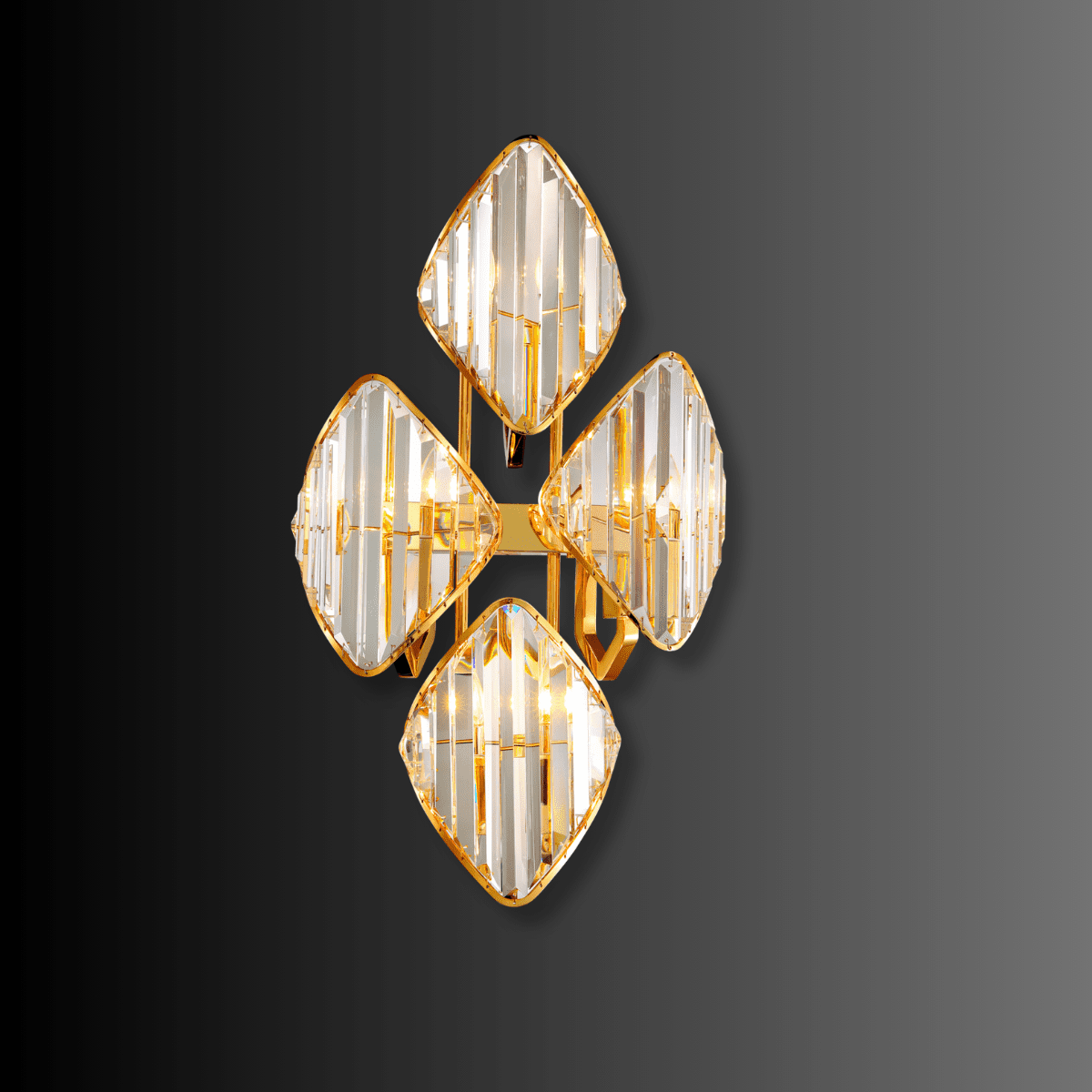 Solaris Ignis Wall Sconce | Crystal & Gold Luxury Wall Light