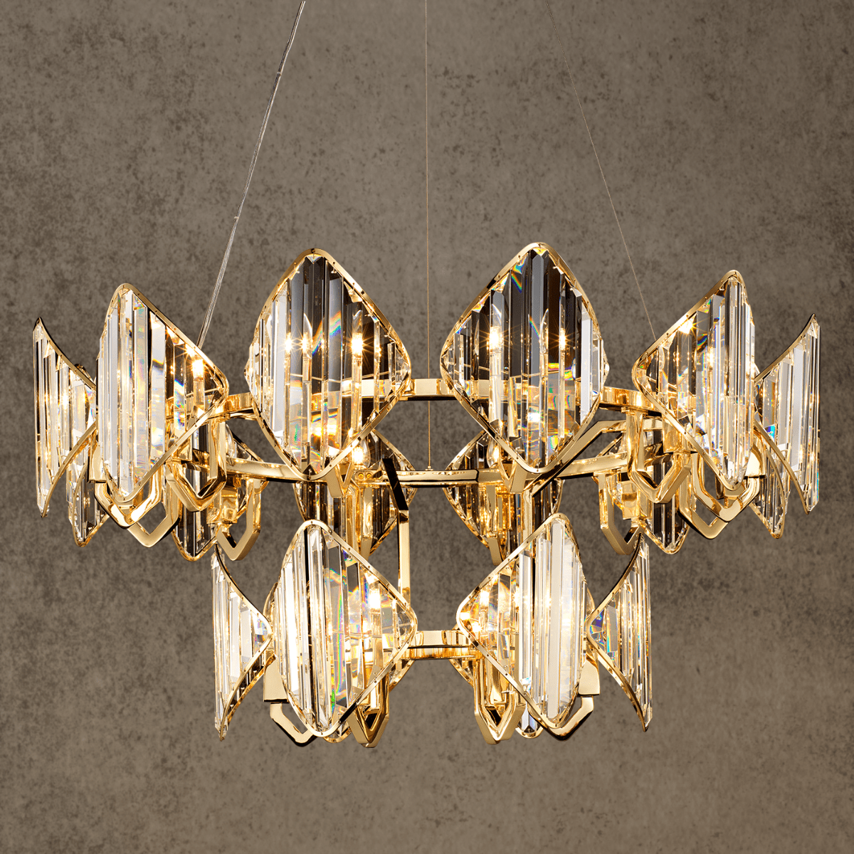 Modern sculptural crystal chandelier for luxury interiors