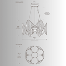 Solaris Mira crystal pendant light CAD drawing, 52cm luxury chandelier technical specification elevation plan