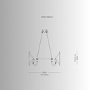 Technical drawing of Solaris Mira pendant showing 52cm diameter and 25cm body height