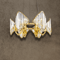 Solaris Mira luxury crystal pendant in 18K gold-plated copper with radial prism crystal design