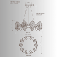 Solaris Orion crystal chandelier CAD drawing, 10-light luxury crystal chandelier, 85cm diameter