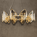 Solaris Orion luxury crystal chandelier with 18K gold-plated frame and prism-cut crystals front view